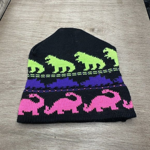 Vintage Capello Canada Wool Beanie Dino Dinosaur - Picture 2 of 3